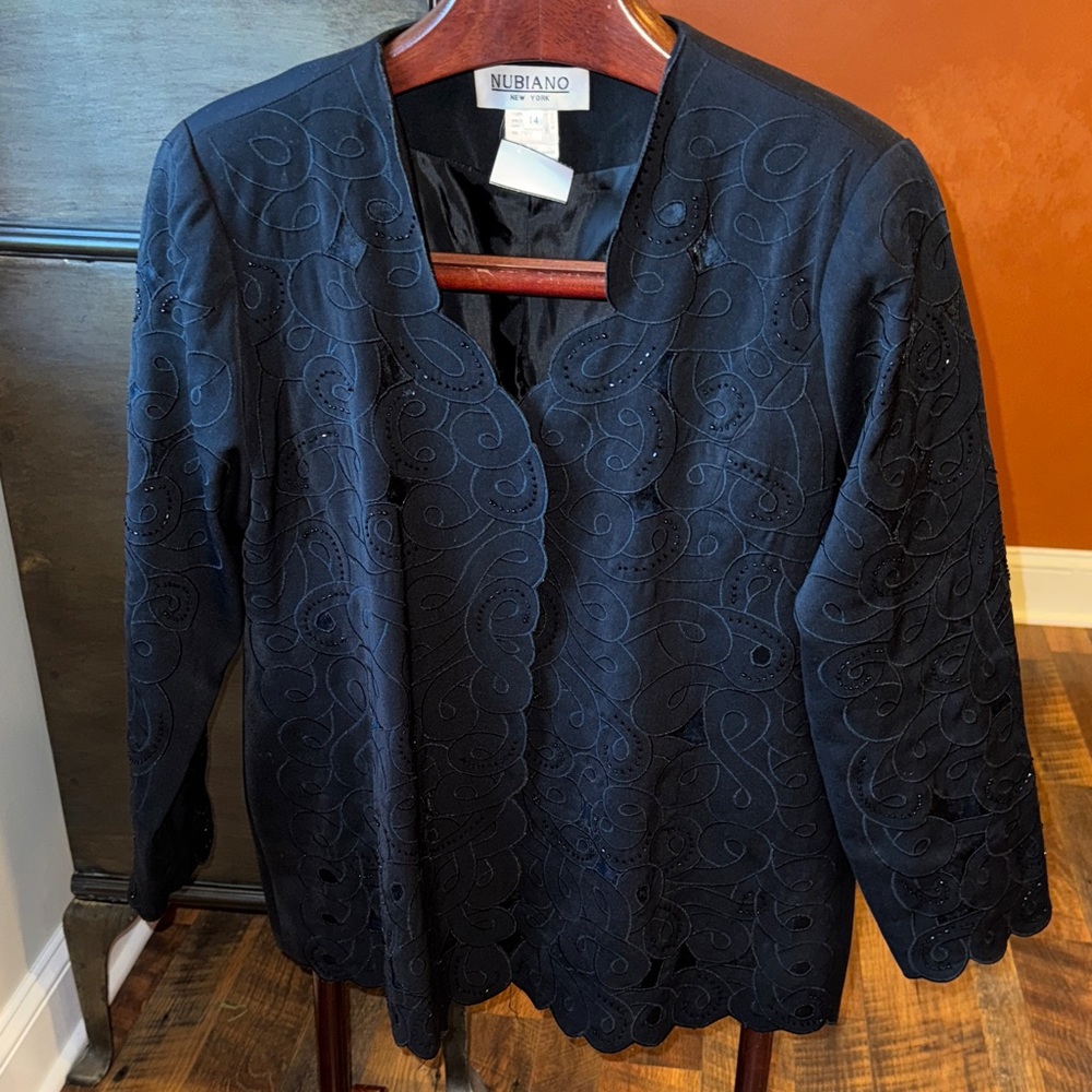 Women's Black Embroidered Blazer